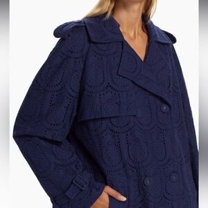 Farm Rio Eyelet Double Breasted Trench Coat S